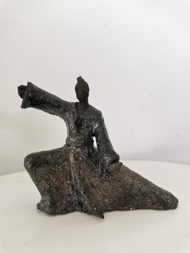 Sculpture intitulée "Samouraï Raku" par Martine Caoudal, Œuvre d'art originale, Argile
