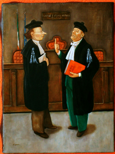 Pintura intitulada "Lezioni di Legge (G…" por Nunzio Capece, Obras de arte originais, Óleo