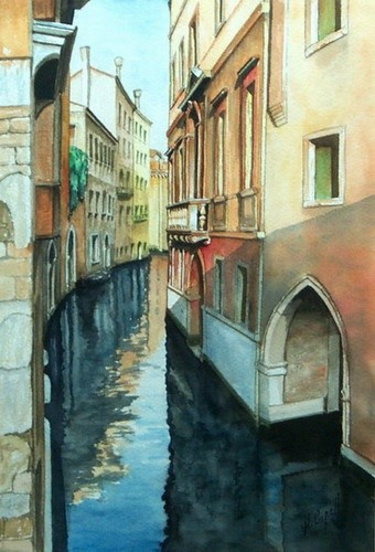 Painting titled "Venise, reflets" by Henri Capell, Original Artwork