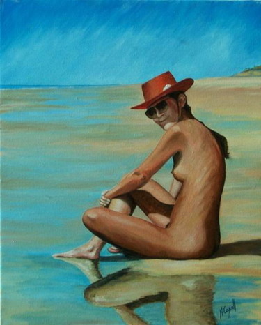 Peinture intitulée "Sur la plage" par Henri Capell, Œuvre d'art originale