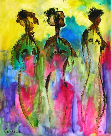 Painting titled "Les 3 Graces - The…" by Cappone, Original Artwork, Oil