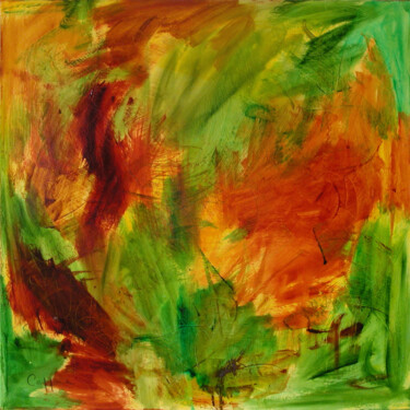Painting titled "Energie Verte - Gre…" by Cappone, Original Artwork, Oil Mounted on Wood Stretcher frame