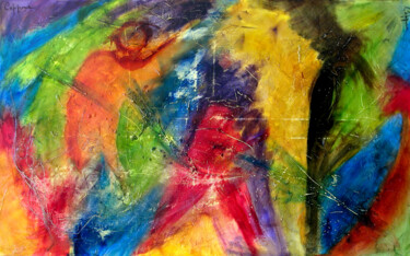 Pittura intitolato "L'An 2012 - Year 20…" da Cappone, Opera d'arte originale, Olio Montato su Telaio per barella in legno