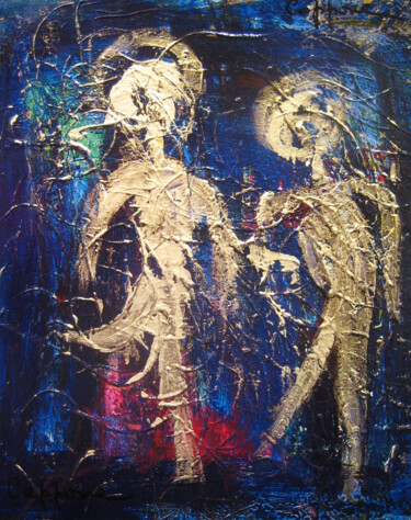 Картина под названием "Les 3 Coeurs - The…" - Cappone, Подлинное произведение искусства, Масло