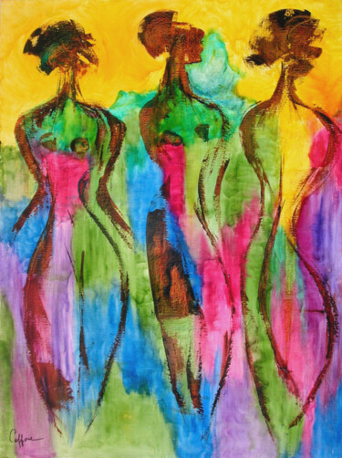 Peinture intitulée "Les 3 Graces - The…" par Cappone, Œuvre d'art originale, Huile Monté sur Châssis en bois