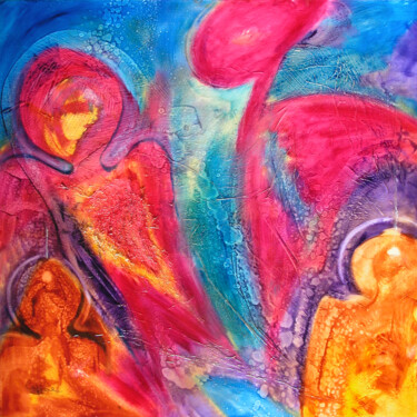 제목이 "Les 2 Anges Gardien…"인 미술작품 Cappone로, 원작, 기름 나무 들것 프레임에 장착됨