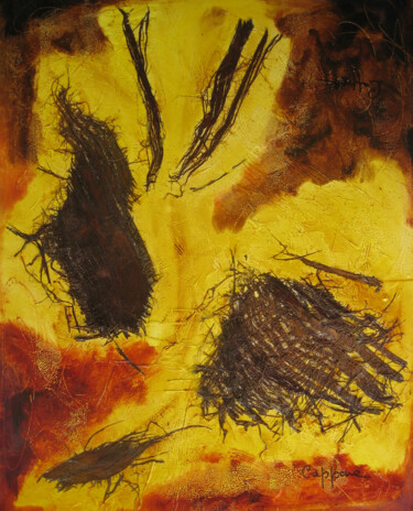 Malerei mit dem Titel "Oiseaux de Lune - M…" von Cappone, Original-Kunstwerk, Öl Auf Keilrahmen aus Holz montiert