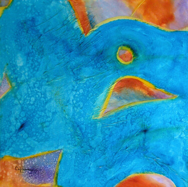 Peinture intitulée "Oiseaux Bleus - Blu…" par Cappone, Œuvre d'art originale, Huile Monté sur Châssis en bois