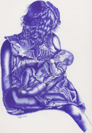 Dessin intitulée "maternite.jpg" par Caprie, Œuvre d'art originale