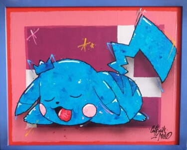 Painting titled "Blue Pika" by Captain Niglo, Original Artwork, Acrylic Mounted on Wood Stretcher frame