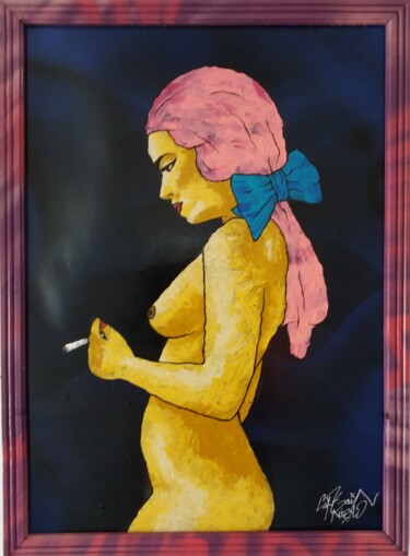 Ζωγραφική με τίτλο "Pink Lady" από Captain Niglo, Αυθεντικά έργα τέχνης, Ακρυλικό