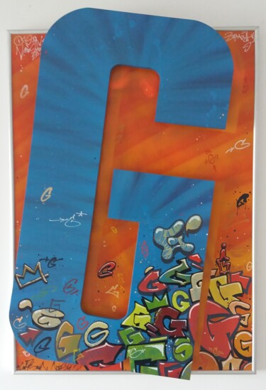 Painting titled "G_Throwie" by Captain Niglo, Original Artwork, Marker Mounted on Wood Panel