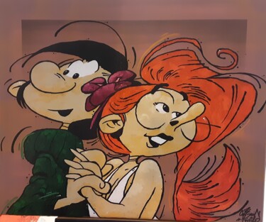 Schilderij getiteld "Gaston et Jeanne" door Captain Niglo, Origineel Kunstwerk, Acryl