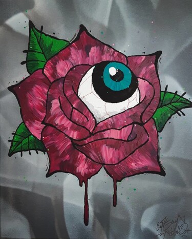 Картина под названием "Vision Rose" - Captain Niglo, Подлинное произведение искусства, Акрил