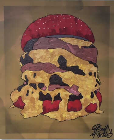 Peinture intitulée "Amanite Burger" par Captain Niglo, Œuvre d'art originale, Acrylique