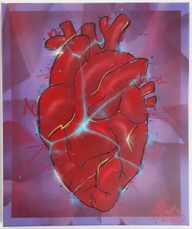 Malerei mit dem Titel "Electric Heart" von Captain Niglo, Original-Kunstwerk, Acryl