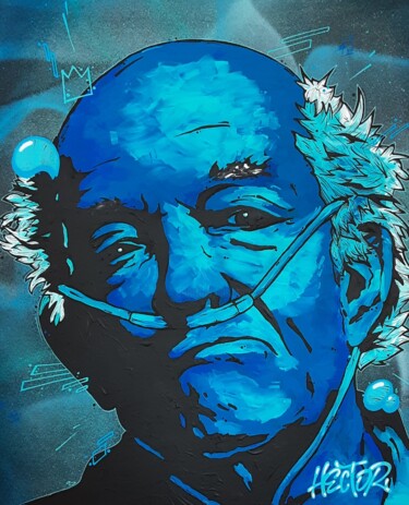 Schilderij getiteld "Blue Hector" door Captain Niglo, Origineel Kunstwerk, Acryl