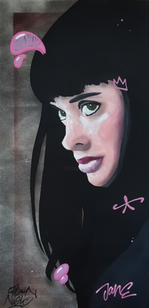 Malerei mit dem Titel "Pink Jane" von Captain Niglo, Original-Kunstwerk, Acryl