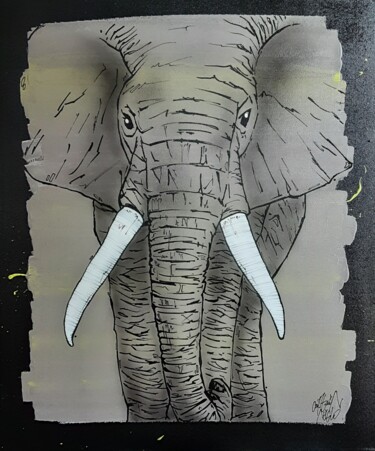 绘画 标题为“Street Elephant” 由Captain Niglo, 原创艺术品, 标记