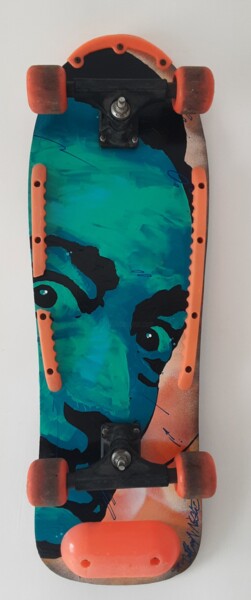 Malerei mit dem Titel "Dali Skateboarding" von Captain Niglo, Original-Kunstwerk, Acryl