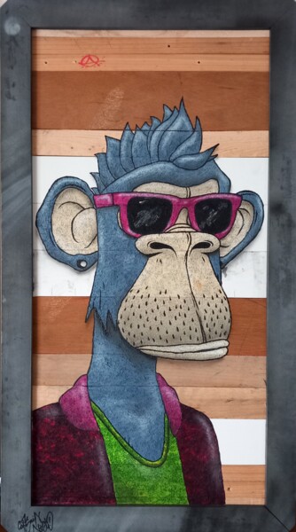 Peinture intitulée "Bored Punk Ape" par Captain Niglo, Œuvre d'art originale, Acrylique Monté sur Châssis en bois