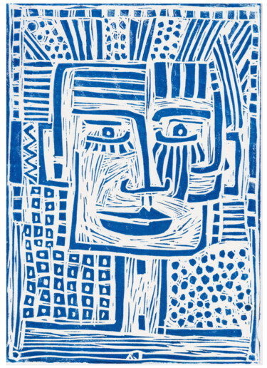 Εκτυπώσεις & Χαρακτικά με τίτλο "Indigener Picasso" από Cara Cahusac, Αυθεντικά έργα τέχνης, Χαρακτικά σε λινόλαιο