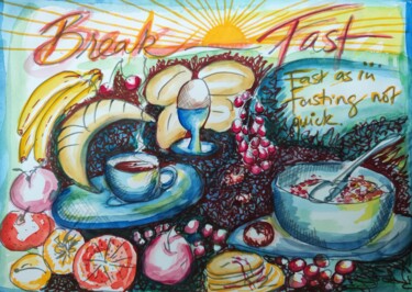 Peinture intitulée "Breakfast" par Cara Cahusac, Œuvre d'art originale, Aquarelle