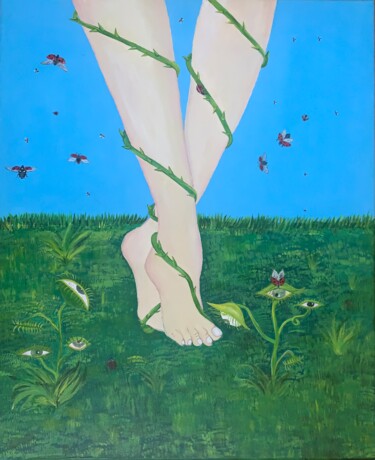 Картина под названием "Jardin voyeur" - Cara Keya, Подлинное произведение искусства, Акрил