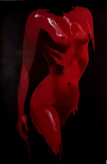 Peinture intitulée "Rouge passion" par Cara India, Œuvre d'art originale, Acrylique