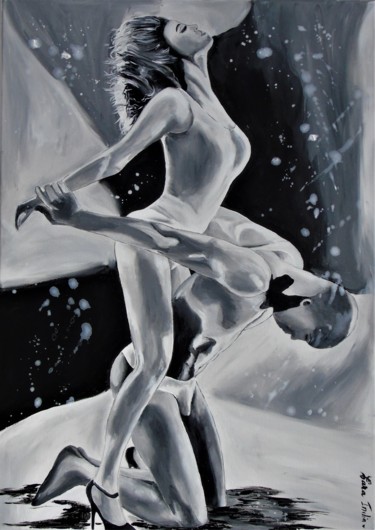 Malarstwo zatytułowany „Dance around the wo…” autorstwa Cara India, Oryginalna praca, Akryl Zamontowany na Drewniana rama no…
