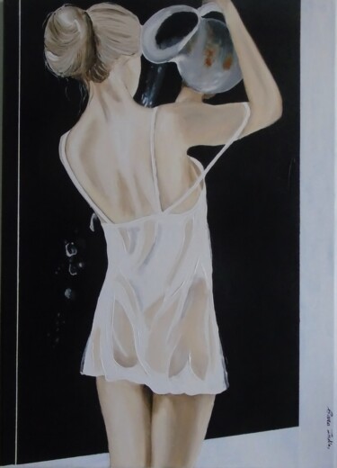 Painting titled "Douceur" by Cara India, Original Artwork, Acrylic Mounted on Wood Stretcher frame