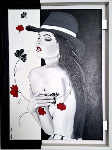 Painting titled "MOON SHADOW" by Cara India, Original Artwork, Acrylic Mounted on Wood Stretcher frame