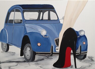 Malerei mit dem Titel "En bleu ..." von Cara India, Original-Kunstwerk, Acryl Auf Keilrahmen aus Holz montiert