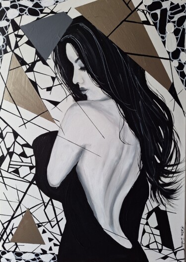 Painting titled "Vague à l'âme..." by Cara India, Original Artwork, Acrylic Mounted on Wood Stretcher frame