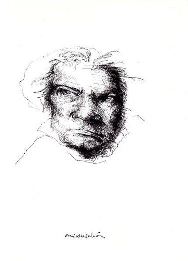 Dibujo titulada "Beethoven" por Enrique Carceller Alcón, Obra de arte original, Otro