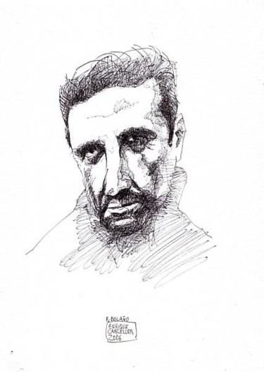 Dibujo titulada "Roberto Bolaño" por Enrique Carceller Alcón, Obra de arte original, Otro