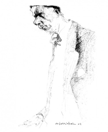 Dibujo titulada "Thomas Mann" por Enrique Carceller Alcón, Obra de arte original, Otro