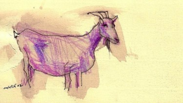 Dibujo titulada "cabra" por Enrique Carceller Alcón, Obra de arte original