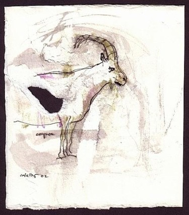 Dibujo titulada "cabra montesa" por Enrique Carceller Alcón, Obra de arte original