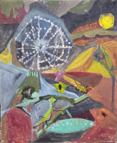 Peinture intitulée "Le grenier mystérie…" par P Cardin, Œuvre d'art originale, Huile