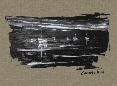 제목이 "ESCALE A PORT CROS"인 미술작품 Cardoso Manu로, 원작, 아크릴 나무 들것 프레임에 장착됨