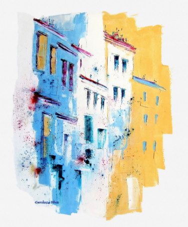 Malarstwo zatytułowany „Rue de l'Imprimeur” autorstwa Cardoso Manu, Oryginalna praca, Olej Zamontowany na Drewniana rama nos…
