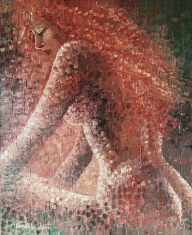 Painting titled "Lucie | In Setting…" by Cardoso Manu, Original Artwork, Oil Mounted on Wood Stretcher frame