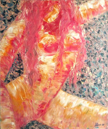 Painting titled "Roxane | The Red Li…" by Cardoso Manu, Original Artwork, Oil Mounted on Wood Stretcher frame