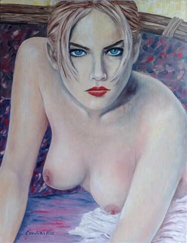 Painting titled "Sharleen" by Cardoso Manu, Original Artwork, Oil Mounted on Wood Stretcher frame