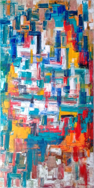 Painting titled "COLORS | Abstract" by Cardoso Manu, Original Artwork, Oil Mounted on Wood Stretcher frame