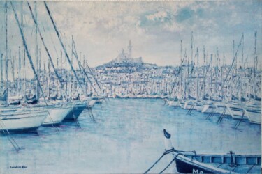 Painting titled "Vieux Port de Marse…" by Cardoso Manu, Original Artwork, Oil Mounted on Wood Stretcher frame