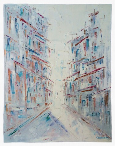 Painting titled "BOULEVARD DU PALAIS" by Cardoso Manu, Original Artwork, Oil Mounted on Wood Stretcher frame