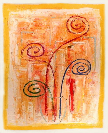 Painting titled "BOUQUET DE COULEURS" by Cardoso Manu, Original Artwork, Oil Mounted on Wood Stretcher frame
