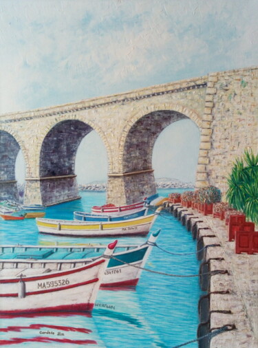 Painting titled "VALLON DES AUFFES |…" by Cardoso Manu, Original Artwork, Oil Mounted on Wood Stretcher frame